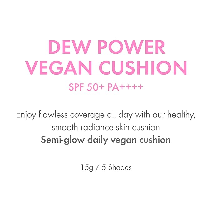 Amuse SEOUL Dew Power Vegan Cushion Foundation (01 PURE) | Dewy, glow, long-lasting, double coverage, clean beauty, lightweight