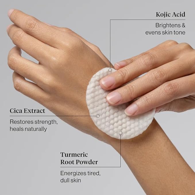 Kitsch Kojic Acid Cleansing Pads with Turmeric & Cica to Smooth, Refresh & Even Tone Skin Care – Exfoliating & Brightening Pre-Soaked Cotton Pads for Face and Body – 50 count