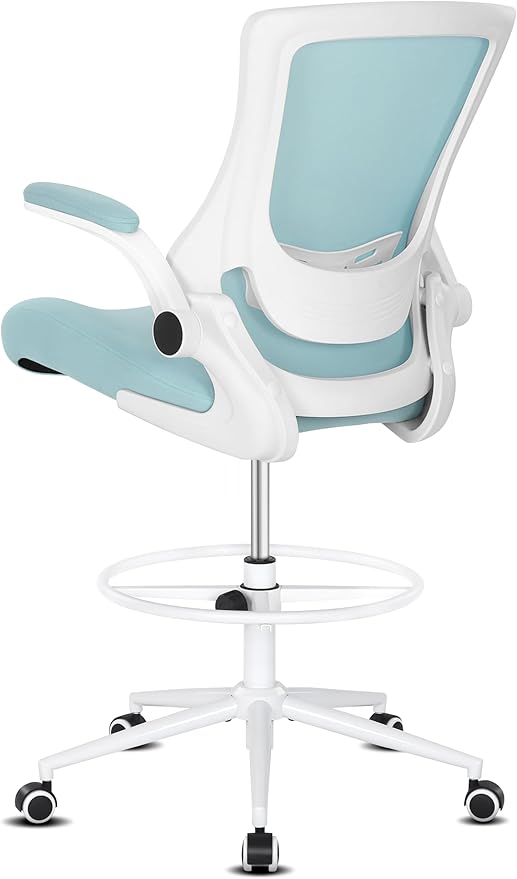 Misolant Tall Office Chair, Drafting Chair for Standing Desk, High Office Chair with Adjustable Lumbar Support, Flip-up Arm and Footrest Ring, Tall Drafting Chair for Bar Height Desk