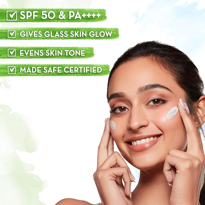 Mamaearth Rice Water Sunscreen SPF 50 PA++++, Lightweight Hydrating Face Sunscreen with Niacinamide & Natural Ingredients, UVA/UVB Protection,1.76 Oz (50g)