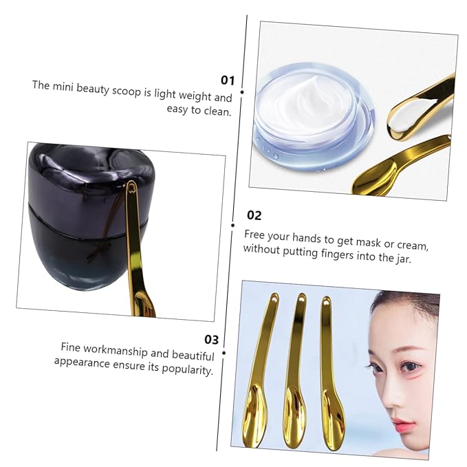 HEALLILY 5pcs Makeup Supply Zinc Alloy Face Cream Eye Cream Spoon for Skincare Golden Facial Mask Scoop Travel-friendly Design