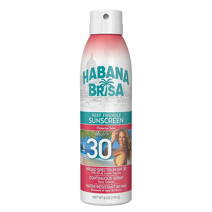 Habana Brisa Reef Friendly SPF 30 Sunscreen Spray – Vegan, Non-Toxic, Water & Sweat Resistant, Broad Spectrum UVA/UVB Protection, 6oz (Single Pack)