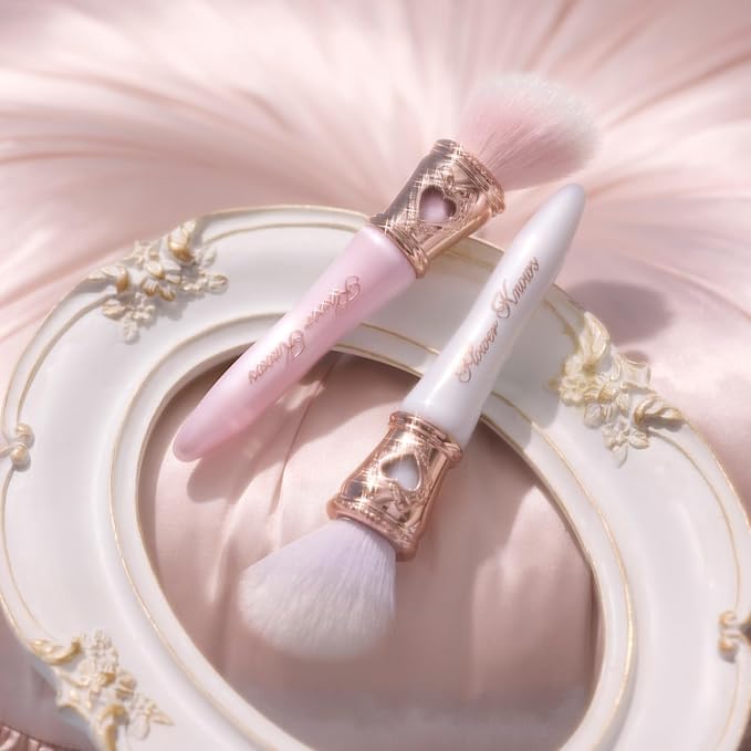 Flower Knows Bunny Garden Blush Brush,Soft Powder Brush For Cheeks,Face Makeup Brush For A Sculpted Look(Pearl Pink)
