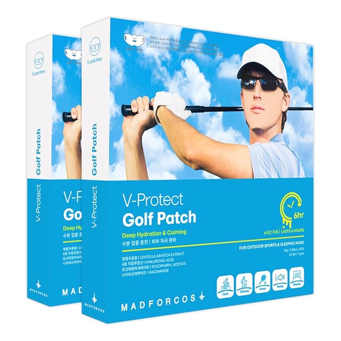 V-Protect Golf Sunscreen Patch for Golf & Outdoor Sports – UV Protection, Hydrating & Cooling Face Patches | 10 Count (Large Size)