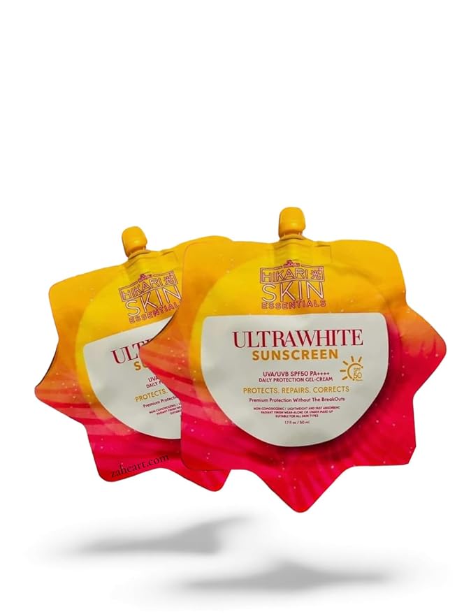 2 ULTRAFRESH SUNSCREEN by Hi Ka Ri Skin Essentials UltraWhite Sunscreen Gel-Cream SPF 50 UVA/UVB, 50ml