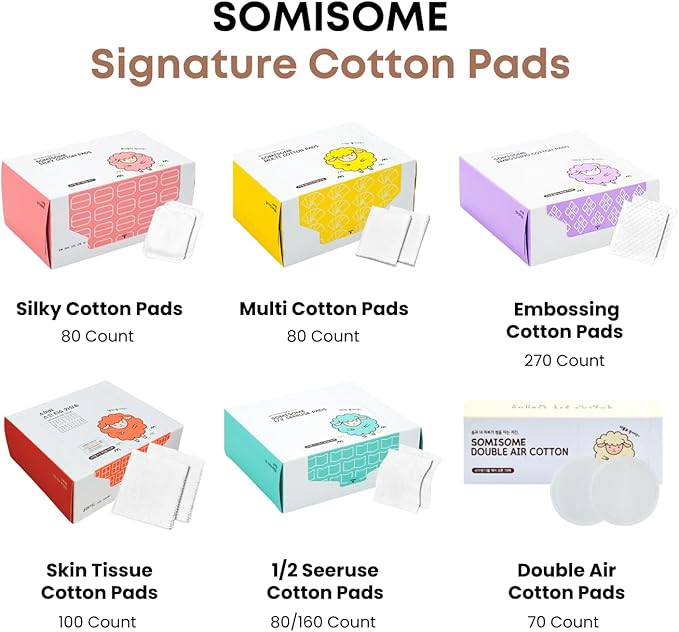 Double Air Cotton Pads - Premium Korean Facial Cotton Rounds for Makeup Removal and Skincare, Lint-Free, Hypoallergenic, 70 Count