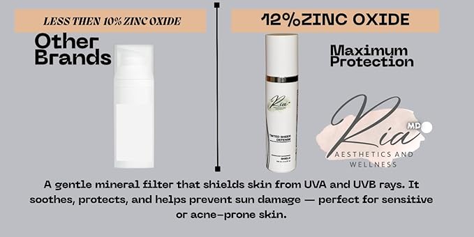 Ria Tinted Sheer Defense | Lightweight Oil-Free Tinted Moisturizer with SPF 46, Broad Spectrum Zinc Oxide Face Sunscreen & Skin Tint for Hydrating Daily Sun Protection, Made in USA