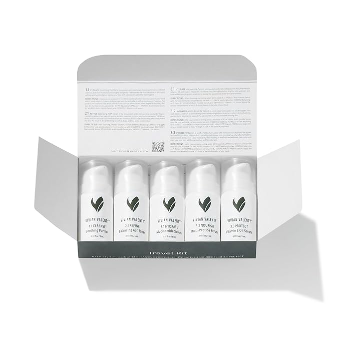 Skincare Skincare Kit – Cleanse, Refine, Hydrate & Protect System with Serums, Toner & Face Oil (5-Piece Travel Size Set)
