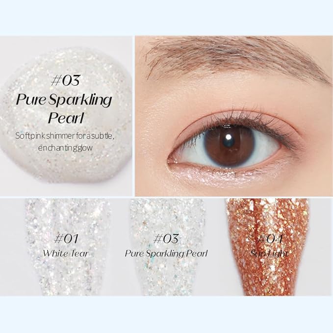 ETUDE Tear Drop Eyeliner, Crystal & Opal Glitter, Smudge-Proof Sparkle, Long-Lasting Formula, All Skin Tone Friendly, Korean Makeup, Beauty, Pure Sparkling Pearl (0.271 Fl Oz)