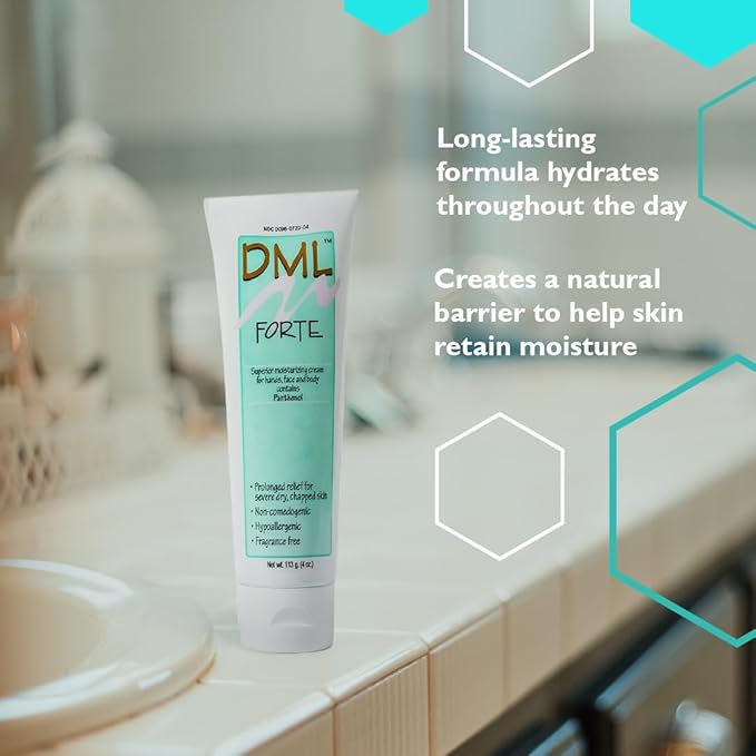DML Forte Skin Care- Super-Hydrating Hand, Face, and Body Moisturizer/ Hypoallergenic Face Moisturizer for Dry and Cracked Skin/ Gentle Moisturizing Cream Safe for Faces and Sensitive Skin / 4 oz