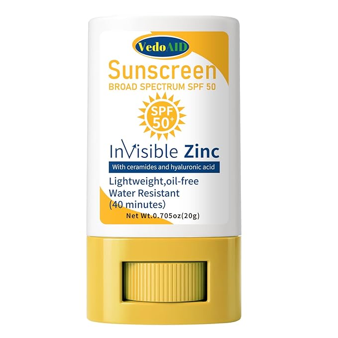 (3pc) VedoAID Invisible Zinc Sunscreen Stick, SPF 50 Broad Spectrum, Water Resistant, Hydrating with Vitamin E, Zinc Oxide, 0.705 oz (Invisible Zinc)