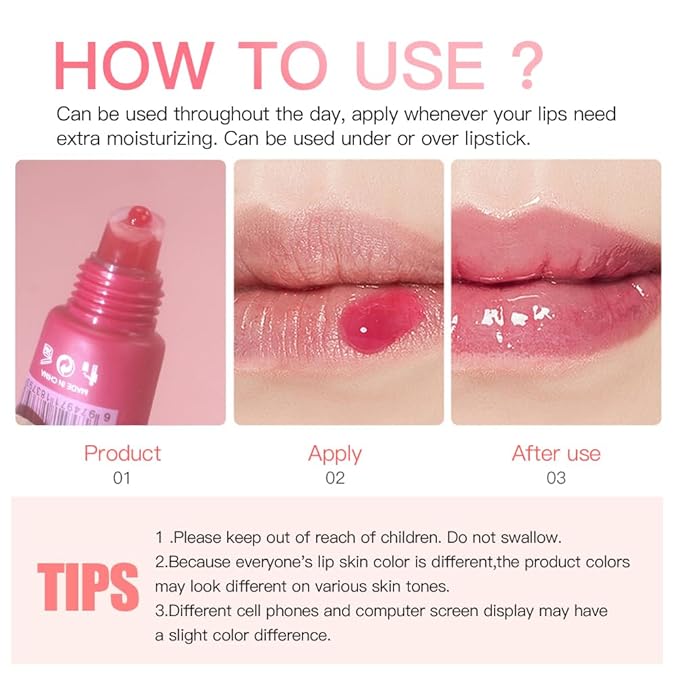 SAM SUGAR Lip Balm with Keychain Hydrating Tinted Lip Gloss, Moisturizing Lip Butter Balm with Natural Shine, Non-Sticky Lip Care for Dry Lips (Pink)