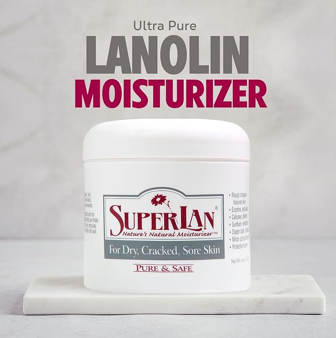 Lanolin Cream 4 Oz - 100% Organic Nipple Cream Lanolin - Thicker Body & Face Moisturizer for Eczema, Psoriasis & Severe Dry Skin - Ultra Hydrating & Soothing Moisturizer for Hot, Dry & Cold Weather