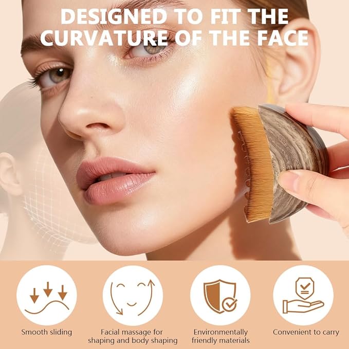 Lymphatic Drainage Face Massager & Guasha Tool, Dry Facial Gentle Beauty Tool, Lymphatic Drainage Massager Soft Brushing for Chin & Jawline Sculpting, Fit The Skin Precisely, Relieve Fatigue