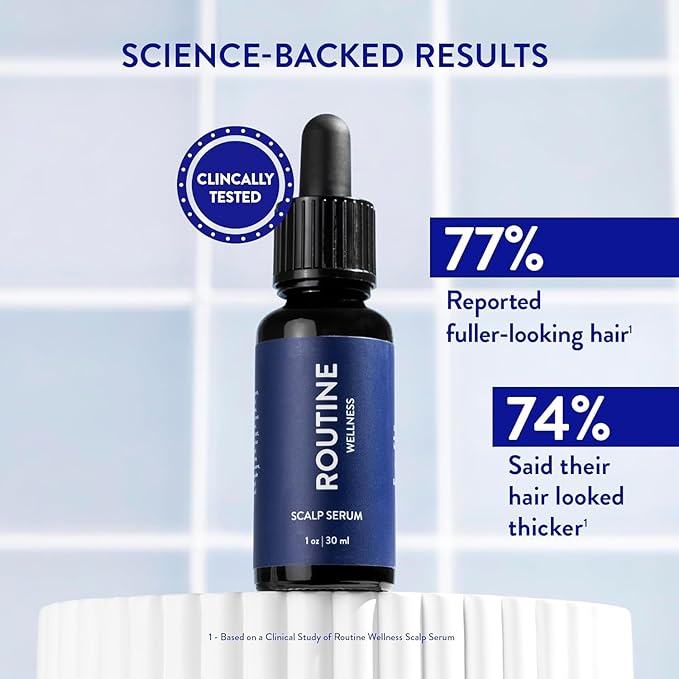 Routine Wellness Shampoo and Conditioner Set and Scalp Serum for Thinning Hair - DHT Blocker Women & Men - Color Safe Shampoo for Hair Loss & Healthier Hair - Coconut Vanilla Set