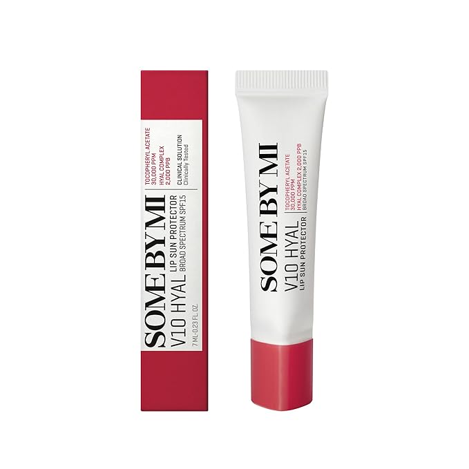 SOME BY MI V10 Hyal Lip Sun Protector Berry – Pack of 2, 0.46oz – Korean Tinted Glow SPF 15 Sunscreen Lip Balm for Dry & Sensitive Lips – Hydrating with Hyaluronic Acid & Vitamin E – Korean Skin Care