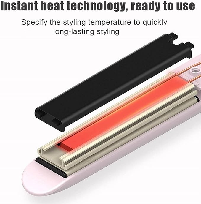 Mini Hair Straightener, 2 in 1 Mini Curling Iron Portable Travel Hair Straightener Heating Curler Hair Styling Tool for Short Hair，Home or Salon (Green)