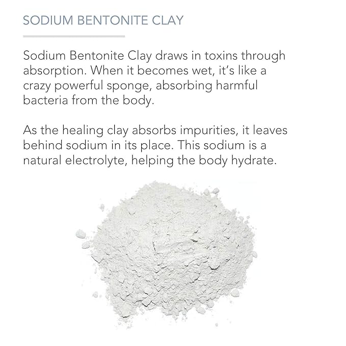 Pure Body Naturals Bentonite Clay Powder for DIY Detox Body & Face Mask, Pure Indian Healing Clay for Deep Pore Cleansing and Armpit Detox for Women, (8.0 oz)