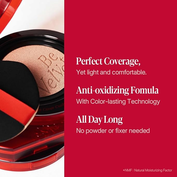 Espoir Be Velvet Cushion Foundation #50 Java | Quick and Easy Coverage with Long-lasting Color by Zero Oxidation, Velvety Smooth Finish & Lightweight Formula, Vegan, Korean Makeup, 0.46 oz