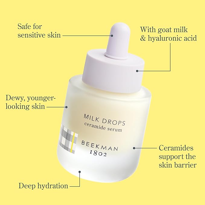 Beekman 1802 Milk Shake Hydrating Toner & Face Mist (8.1 fl oz) + Milk Drops Ceramide Face Serum (0.95 fl oz) - Good for Sensitive Skin - Cruelty Free