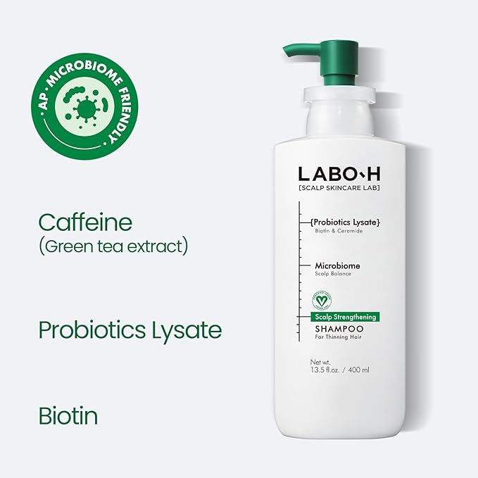 LABO.H Scalp Strengthening Shampoo for Hair Growth & Anti-Loss | Vegan Ceramide Haircare Routine with Rosemary Oil, Biotin and Caffeine, Paraben Free, Korean Hair Care, 13.5 Fl. oz.