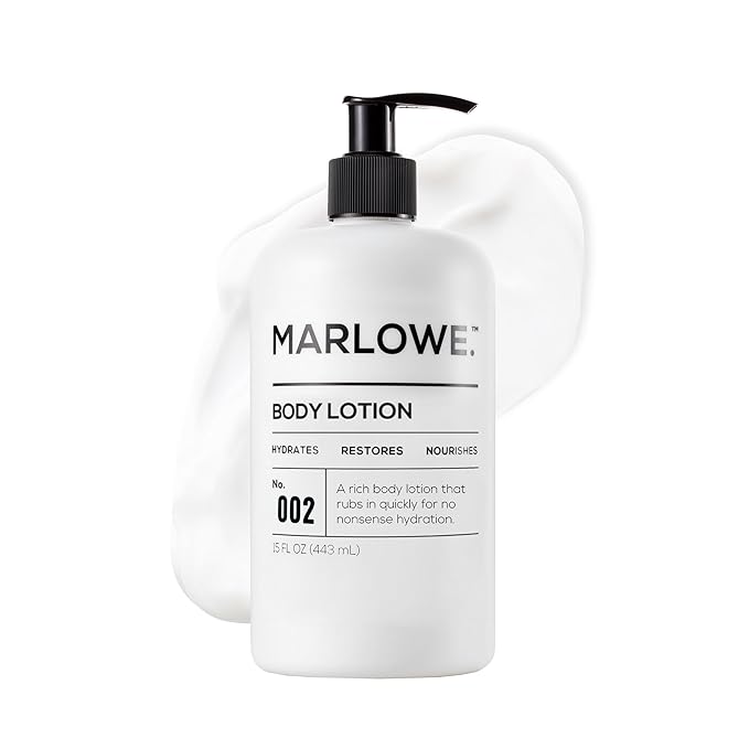 MARLOWE. No. 002 Body Lotion for Men, 15 oz Pump, Original, Revitalizing Dry Skin Lotion with Aloe Vera & Amino Acids, Hydrates & Nourishes, Lightly Scented