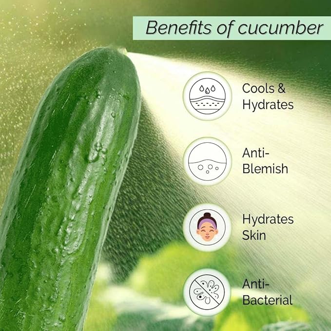 Viva Refreshing Hydrating Cucumber Face Toner Mist 100 ml, Cooling Hydrating Toner for Sunburn, Natural and Alcohol-Free Face Toner, Pore Tightening, Toner for Oily Dry Combination Skin