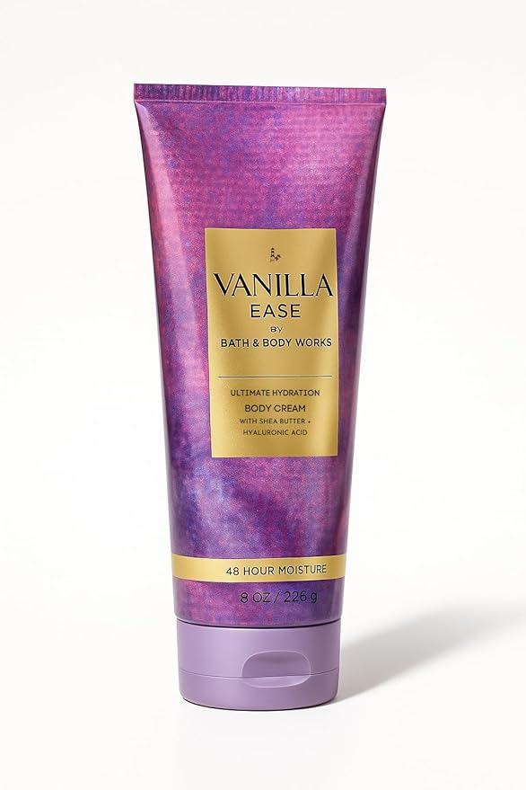 Bath & Body Works Vanilla Ease Ultimate Hydration Body Cream, 8 oz / 226 g – Aloe, Shea Butter, Cocoa Butter, 24-Hour Moisture (1)