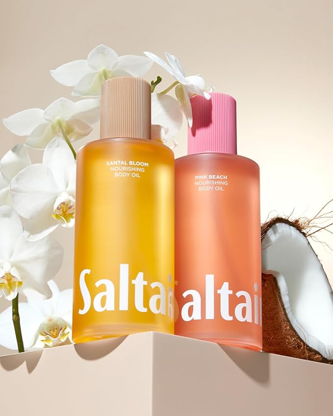 Saltair Body Oil. Jumbo Size Pink Beach After Shower and Bath Oil for Women and Men. Botanical, Non-Greasy, and Well-Absorbing Moisturizer for Hydrating Dry Skin – 10oz Bottle