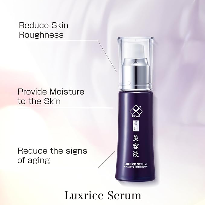 Japanese LUXRICE Sakura Serum with Niacinamide & Rice, “KURAMOTO-NO-SHIZUKU” Prevents skin roughness, Reduce the signs of aging, Paraben Free, Cruelty Free 1.01 fl.oz.