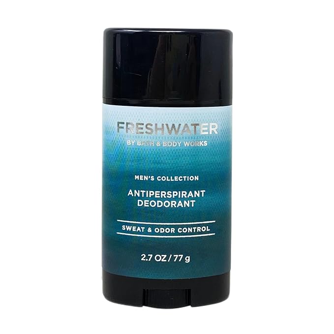 Bath & Body Works Men's Collection Freshwater 3 Piece Bundle - Body Cream - 3-in-1 Hair, Face & Body Wash - Deodorant - with a Cabin Spice Bar Soap - Full Size