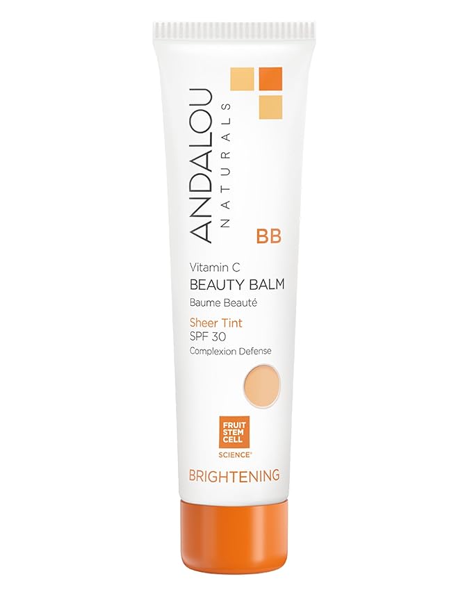Andalou Naturals Vitamin C BB Beauty Balm Sheer Tint SPF 30-2-in-1 BB Cream & Mineral Sunscreen for Face - With Non-Nano Zinc Oxide Skin Protection - 2 fl oz
