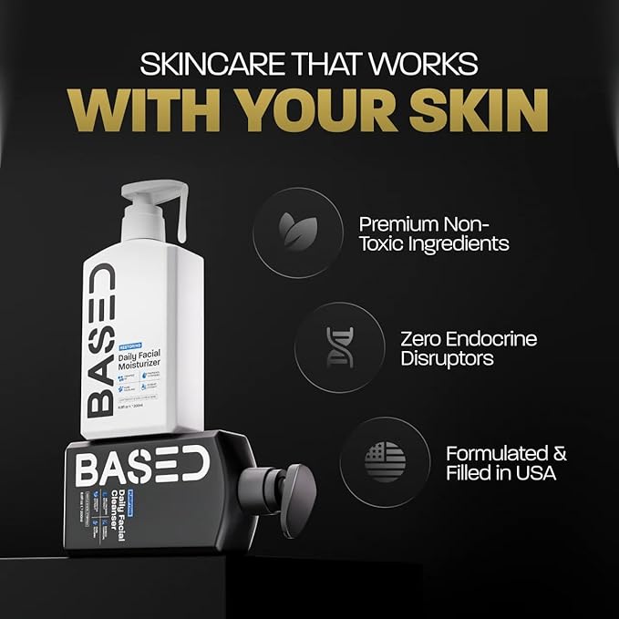 BASED Daily Skincare Duo | Purifying Face Wash + Restoring Moisturizer | Built For All Skin Types | High-Performance Ingredients | Hormone Safe - No Endocrine Disruptors
