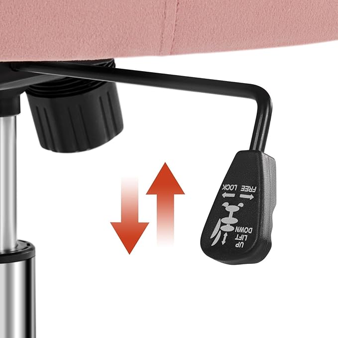 Yaheetech Pink Desk Chair Cute Vanity Chair with Back & Modern Swivel Rolling Design for Home Office, Study, Vanity, Bedroom