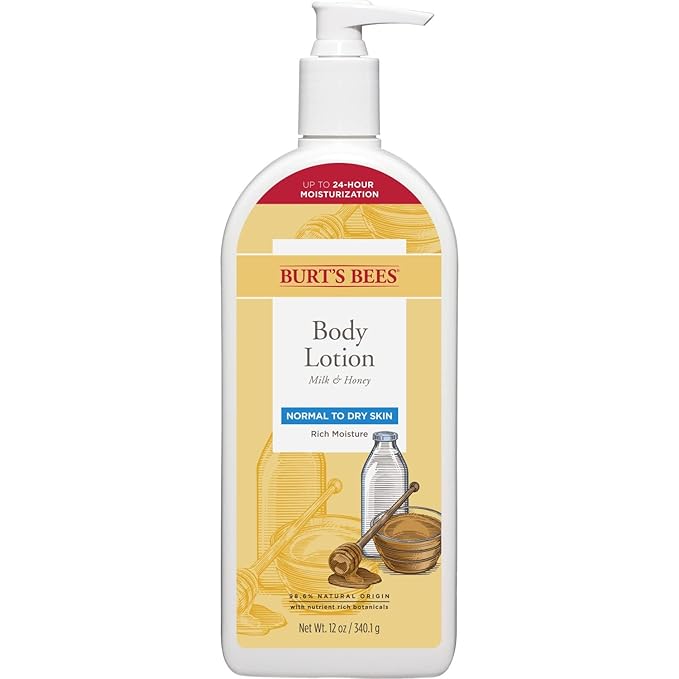 Burt's Bees Body Lotion for Normal to Dry Skin with Milk & Honey, 12 Oz (Package May Vary)