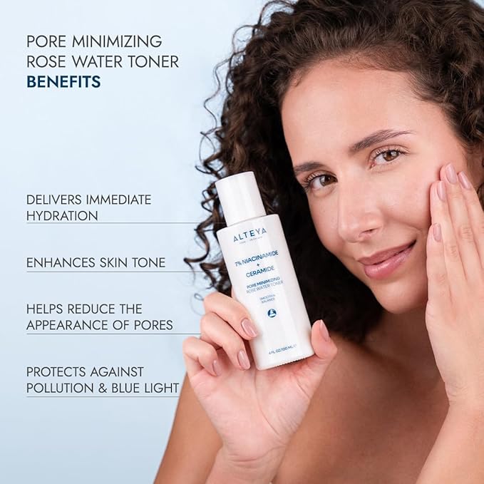 Alteya Organics Pore Minimizing Rose Water Toner (7% Niacinamide + Ceramide) - 4 Fl Oz/120mL