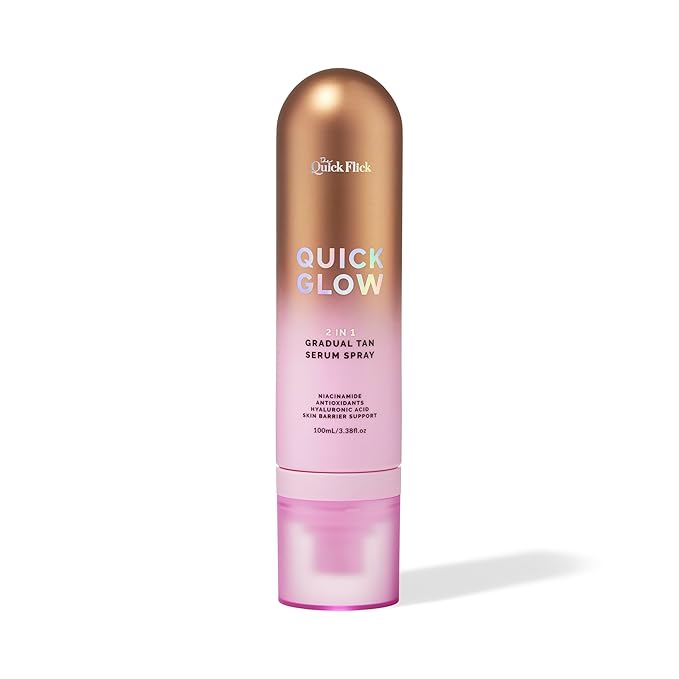 THE QUICK FLICK 2-In-1 Gradual Face Tanner Serum Spray | Natural Quick Glow with Hyaluronic Acid, Vitamin B5 & Niacinamide | Vegan, Fast-Drying, & Hydrating Mist for All Skin Types (3.38 Fl Oz.)