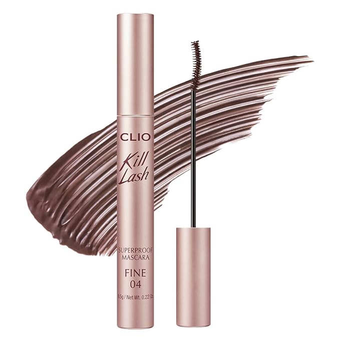 CLIO Kill Lash Superproof Mascara Fine, Waterproof Defining Mascara with Ultra-Slim Triangular Brush, Soft Greige Definition, Natural Length, Smudge-Resistant Wear (04 Rosy Greige)