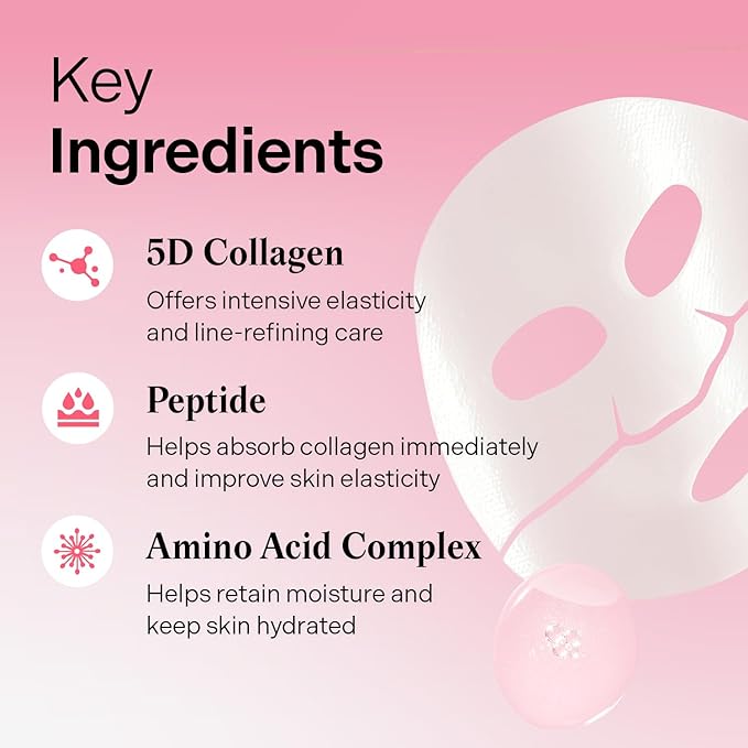 Torriden CELLMAZING Collagen Firming Gel Sheet Mask for Face Only (4 Pack) | Smoother, Firmer-Looking Skin with 5D Collagen Complex | Korean Facial Mask