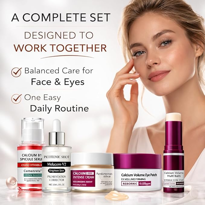 Calcium Multi Balm Stick Skincare Set, Hydrating & Firming Face Moisturizer, Korean Style, for Face, Eye & Neck Care, Travel Friendly