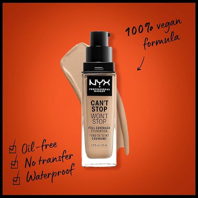 NYX PROFESSIONAL MAKEUP Can't Stop Won't Stop Foundation, 24h Full Coverage Matte Finish - Buff (Pack of 2)