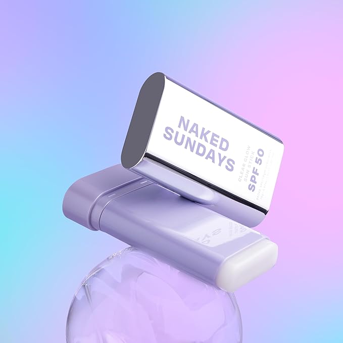 Naked Sundays Clear Glow Sun Stick SPF 50 – Invisible Clear Sunscreen Stick for Face & Body – No White Cast, Fragrance-Free, Broad Spectrum – Dry Oil Formula, Travel-Friendly, 19g