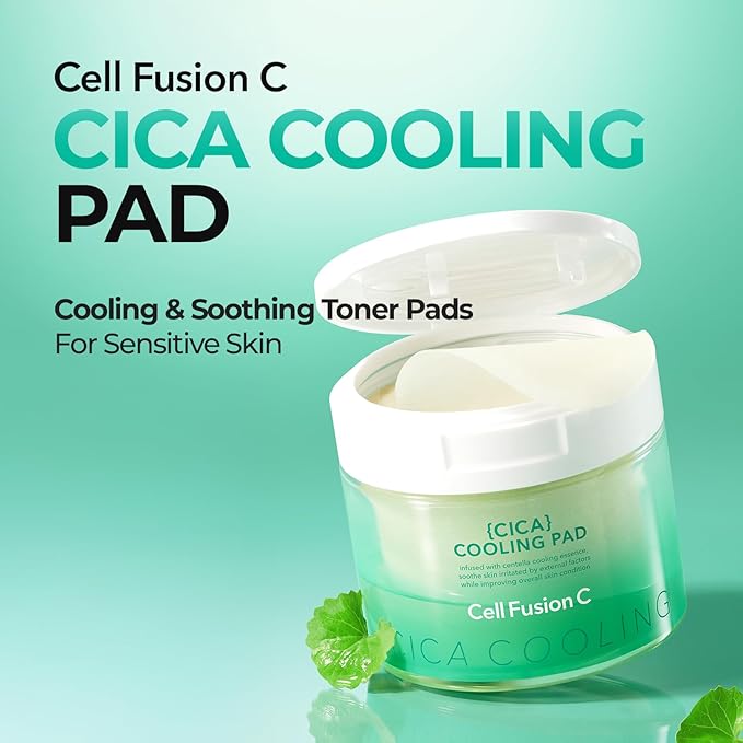 Cell Fusion C Post Alpha CICA Cooling Toner Pad - Redness Relieving & Cooling Korean Toner Pads | Centella Asiatica & Madecassoside | Hydrating, Soothing, Smoothing | 70 Pads / 6.08 fl.oz.