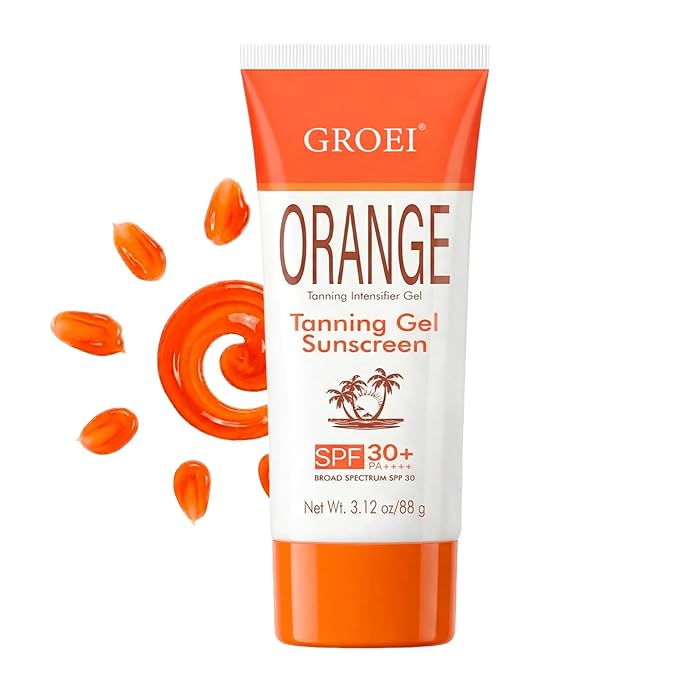 Tanning Gel Sunscreen SPF 30+ – Sun Tan Booster with Coconut Oil & Vitamin E, Water-Resistant, Hydrating Tanning Intensifier Gel for Beach & Outdoor Use, 3.12oz