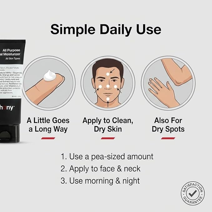 Anthony All-Purpose Facial Moisturizer – Men’s Hydrating Lotion for Dry Skin – Lightweight, Non-Comedogenic, Anti-Aging Formula – 3 Fl Oz