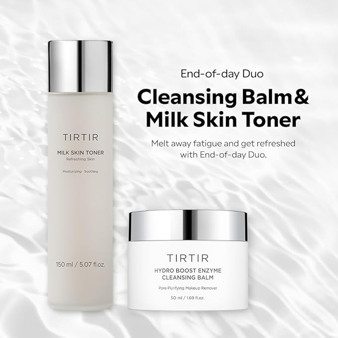 TIRTIR End-of-Day Routine - Milk Skin Toner + Hydro Enzyme Cleansing Balm