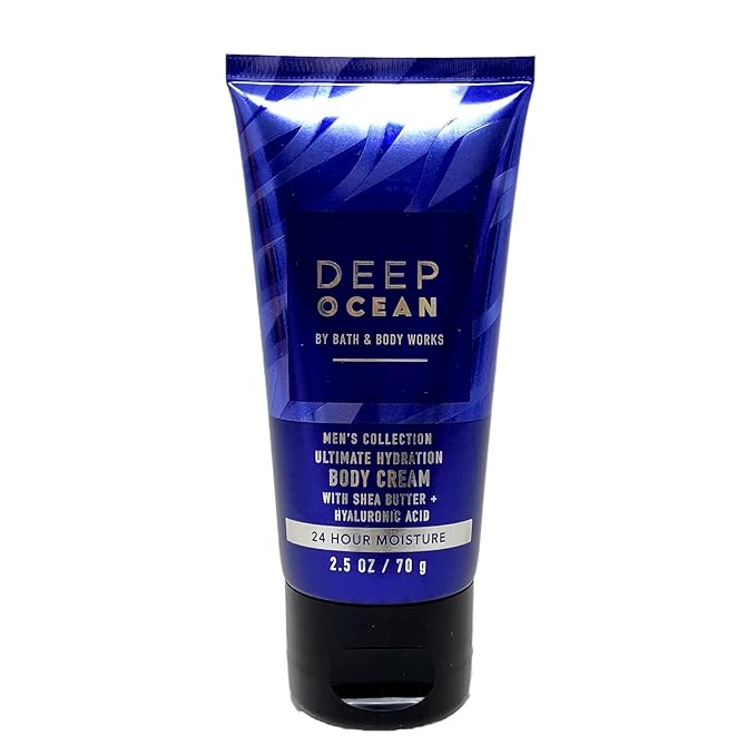 Bath & Body Works Men's Collection Deep Ocean 2 Pack Body Cream Bundle with a Natural Oats Sample Soap - Travel Size