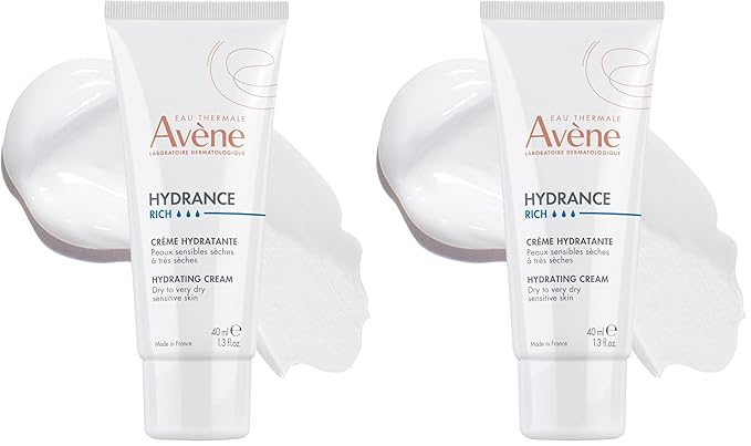 Avène Hydrance RICH Hydrating Cream,Daily Face Moisturizer,Soothes feelings of skin tightness & discomfort associated with dryness,Dry skin moisturizer,Non-Comedogenic,1.3 Oz,(Pack of 2)