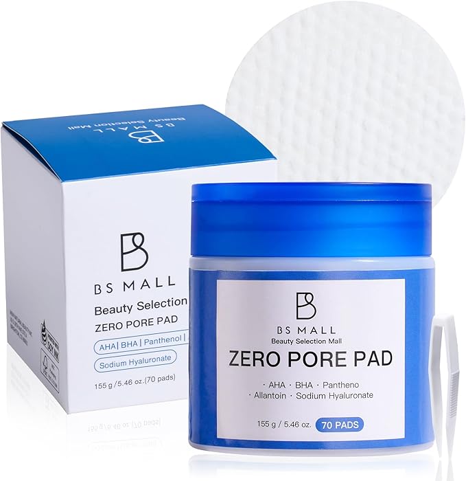 BS-MALL Zero Pore Pads – Dual-Textured Facial Toner Pads with 4.5% AHA Lactic Acid & 0.45% BHA Salicylic Acid for Exfoliation, Pore Care & Acne Treatment – 70 Pad for All Skin Types