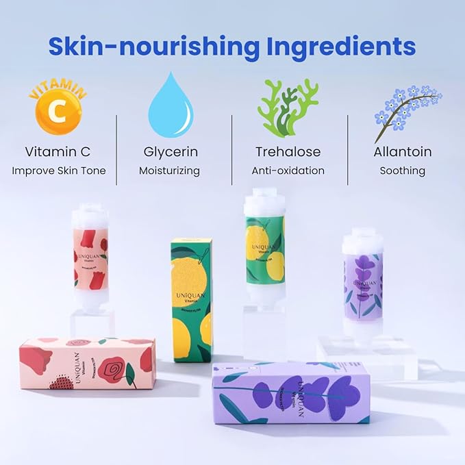 Vitamin C Shower Filter with Aromatherapy, Soften Hard Water, Chlorine & Flouride Removal, Skin & Hair Care, Easy Installation,Universal Fit, Eco-Friendly, Made in Korea (Purple Lavender)